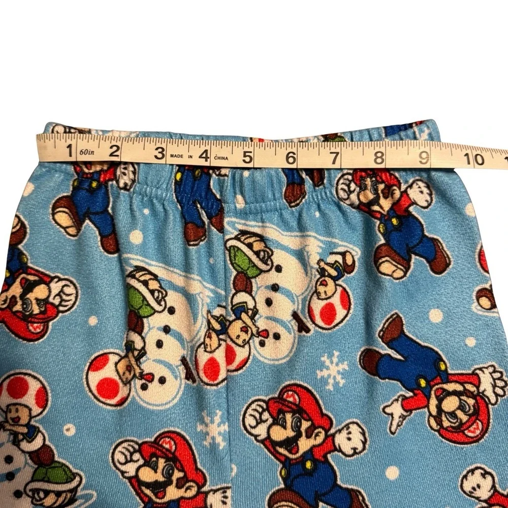 Super Mario Boys Pajama Set Size 10 Snug Fit Long Sleeve Top & Pants Winter Snow